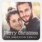 Merry-kerstfoto Vierkante Sticker (Voorkant)