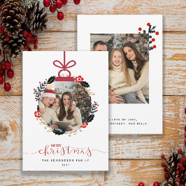 Merry kerstfoto Wereldbol sierkaartje