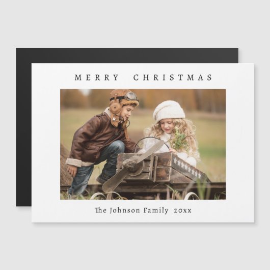 Merry-kerstfotoholiday Magnetic Card (Voorkant / Achterkant)