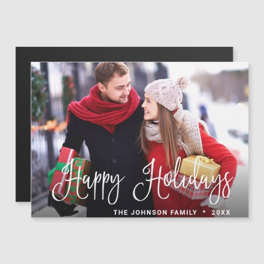 Merry-kerstfotoholiday Magnetic Card (Voorkant / Achterkant)