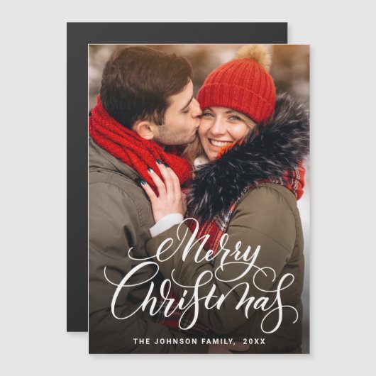 Merry-kerstfotoholiday Magnetic Card (Voorkant / Achterkant)