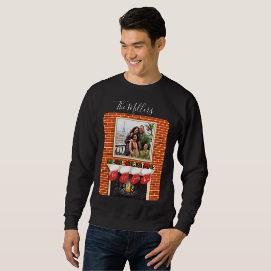 Merry kerstfoto's Fireplace Ugly Sweater (Voorkant volledig)