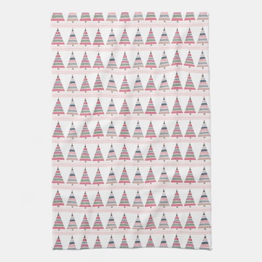 Merry Kerstgeometric Pastel Tree Patroon Theedoek (Verticaal)