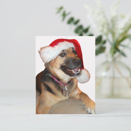 Merry KerstGerman Shepherd Feestdagenkaart (Staand voorkant)