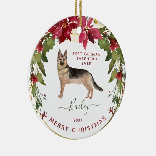 Merry KerstGerman Shepherd | Foto van uw hond Keramisch Ornament (Rechts)