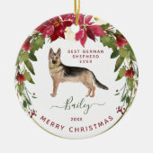 Merry KerstGerman Shepherd | Foto van uw hond Keramisch Ornament (Voorkant)