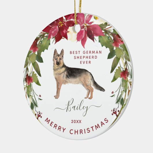 Merry KerstGerman Shepherd | Foto van uw hond Keramisch Ornament (Links)