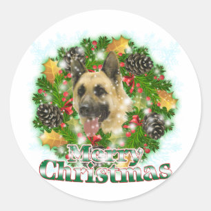Merry KerstGerman Shepherd Ronde Sticker