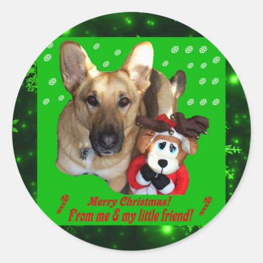 Merry KerstGerman Shepherd Round Sticker (Voorkant)