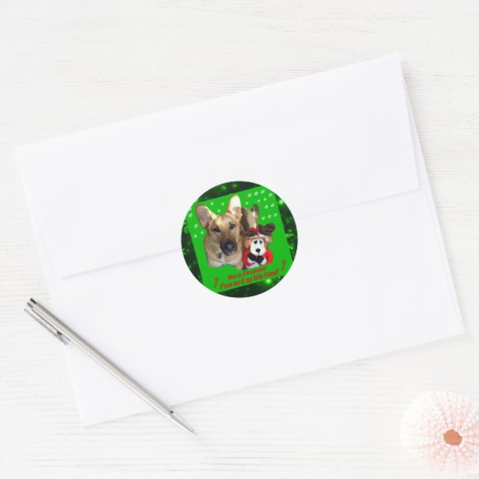 Merry KerstGerman Shepherd Round Sticker (Envelop)