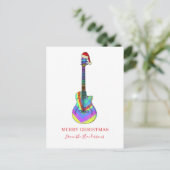 Merry-kerstgitaar gepersonaliseerd feestdagenkaart (Staand voorkant)