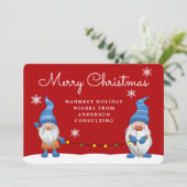 Merry Kerstgnomen Business Feestdagenkaart (Staand voorkant)