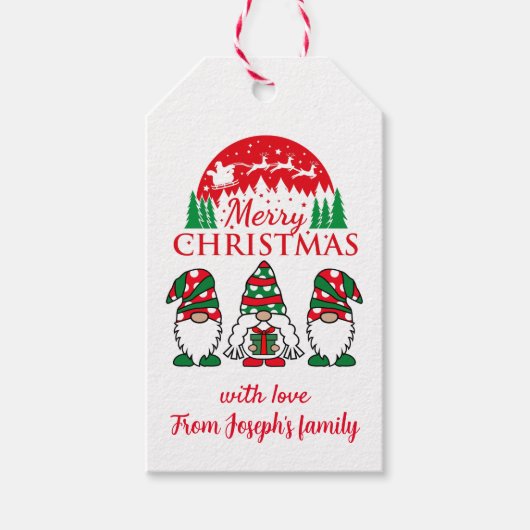 Merry kerstgnomen cadeaulabel (Voorkant)