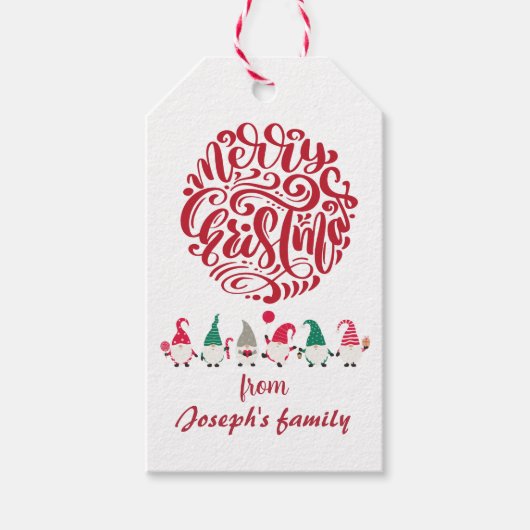 Merry kerstgnomen cadeaulabel (Voorkant)