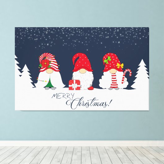 Merry Kerstgnomen Canvas Afdruk (Insitu (Houten vloer))