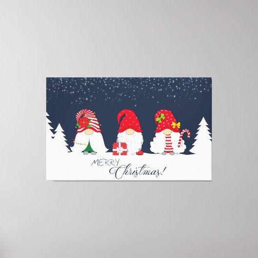 Merry Kerstgnomen Canvas Afdruk (Voorkant)
