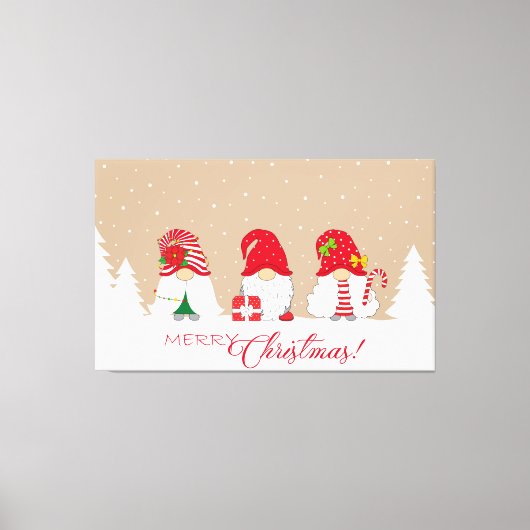 Merry Kerstgnomen Canvas Afdruk (Voorkant)