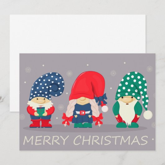 Merry Kerstgnomen Feestdagenkaart (Voorkant / Achterkant)