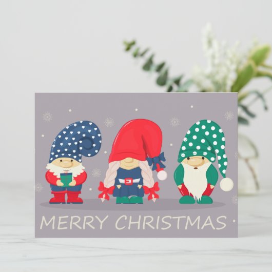 Merry Kerstgnomen Feestdagenkaart (Staand voorkant)