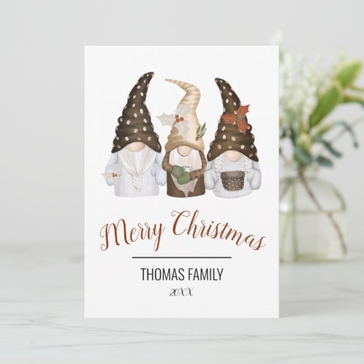 Merry Kerstgnomen Feestdagenkaart (Staand voorkant)