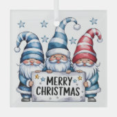 Merry Kerstgnomen Glas Ornament (Voorkant)