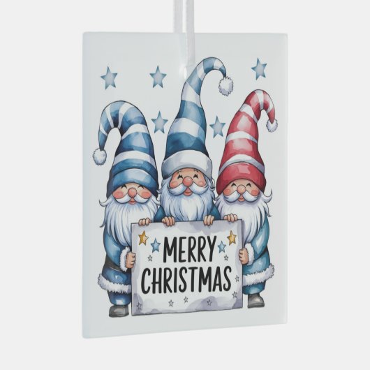 Merry Kerstgnomen Glas Ornament (Voorkant Rechts)