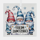 Merry Kerstgnomen Glas Ornament (Achterkant)