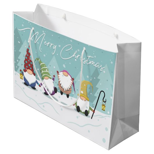 Merry Kerstgnomen Groot Cadeauzakje (Achterkant Gekanteld)