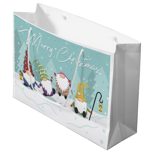 Merry Kerstgnomen Groot Cadeauzakje (Voorkant Gekanteld)