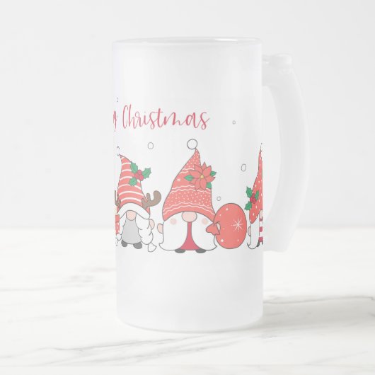 Merry Kerstgnomen Matglas Bierpul (Voorkant rechts)