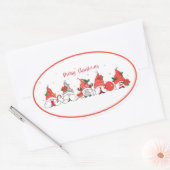 Merry Kerstgnomen Ovale Sticker (Envelop)