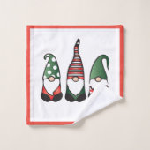 Merry Kerstgnomen Red Bad Handdoek (Wasdoekje)