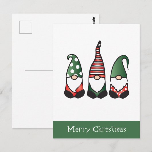 Merry Kerstgnomen Red Green Briefkaart (Voorkant / Achterkant)