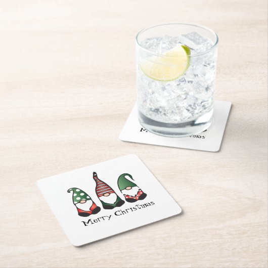 Merry Kerstgnomen Red Green Kartonnen Onderzetters (Insitu)