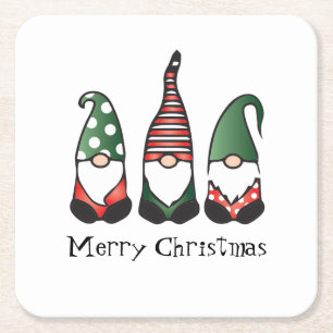 Merry Kerstgnomen Red Green Kartonnen Onderzetters