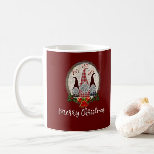 Merry Kerstgnomen Rustic, Pset, Trendy Koffiemok (Met donut)