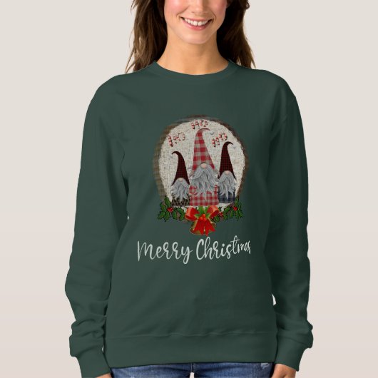 Merry Kerstgnomen Rustic, Pset, Trendy Trui (Voorkant)