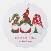 Merry Kerstgnomes Cute Personalized Ornament Kaart (Achterkant)