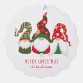 Merry Kerstgnomes Cute Personalized Ornament Kaart (Voorkant)