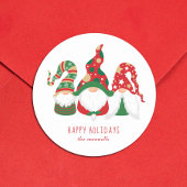 Merry Kerstgnomes Cute Personalized Ronde Sticker