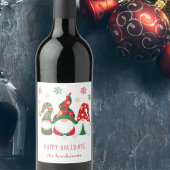 Merry Kerstgnomes Cute Personalized Wijn Etiket