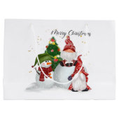 Merry Kerstgnomes Snowmen Groot Cadeauzakje (Achterkant)