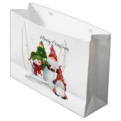 Merry Kerstgnomes Snowmen Groot Cadeauzakje (Voorkant Gekanteld)