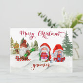 Merry Kerstgnomies Gnome Holiday Feestdagenkaart (Staand voorkant)