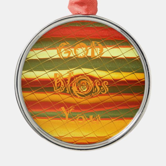Merry KerstGod zegene Uw Colour Design Metalen Ornament (Voorkant)