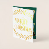 Merry KerstGold Berries Green Photo Collage Folie Kaarten (Voorkant)