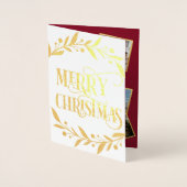 Merry KerstGold Berries Red Photo Collage Folie Kaarten (Voorkant)