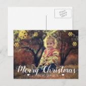Merry KerstGold Crystal Snowflakes Foto Feestdagenkaart (Voorkant / Achterkant)