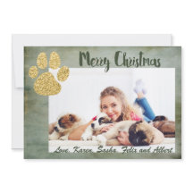 Merry KerstGold Dog Paw