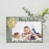 Merry KerstGold Dog Paw Feestdagenkaart (Staand voorkant)